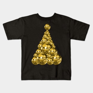 Glittering Gold Disco Ball Christmas Tree Kids T-Shirt